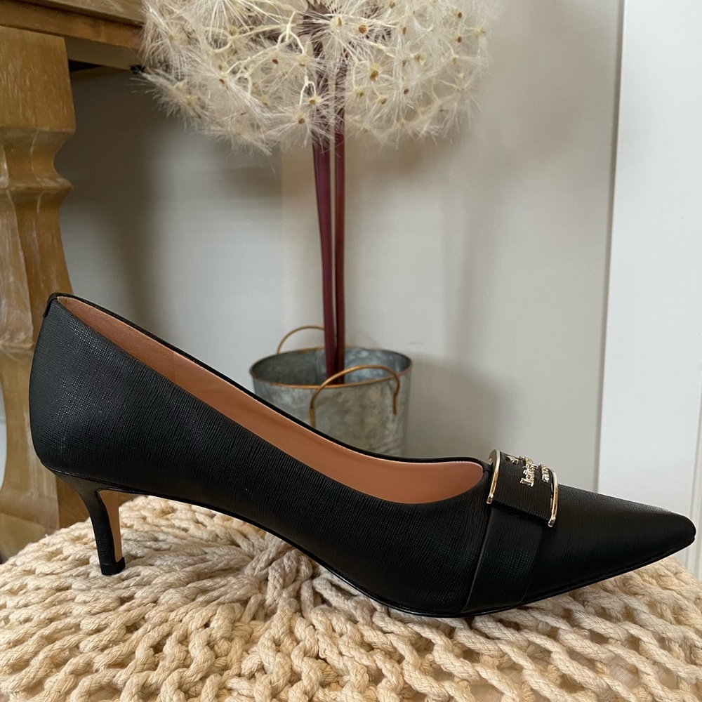 kate spade Black Pointed Toe Kitten Heel Pumps - Picture 7 of 12